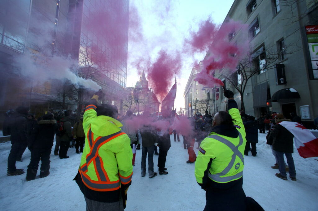 Protest against COVID-19 vaccine mandates, in Ottawa