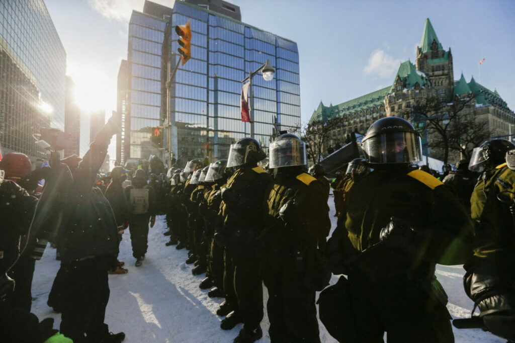 Protest against COVID-19 vaccine mandates, in Ottawa