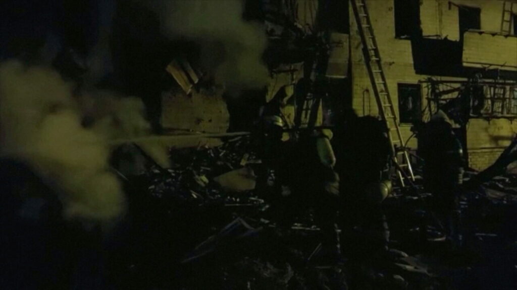 Damaged residential building, after Russia launched a massive military operation against Ukraine, in Kyiv