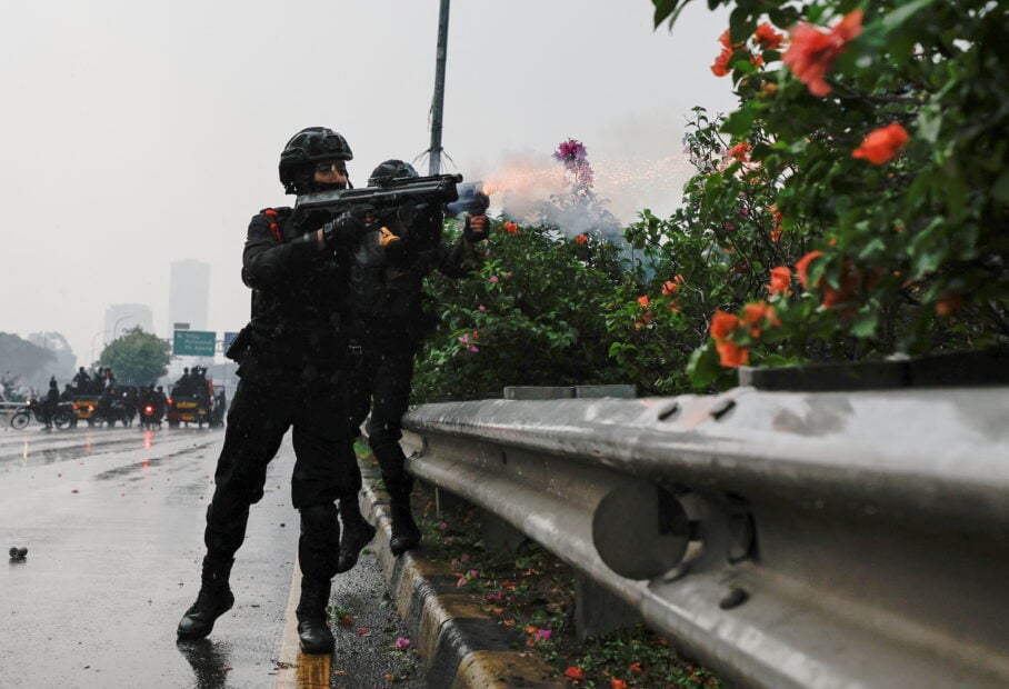 Protest against proposal to extend Widodo's presidential term, in Jakarta