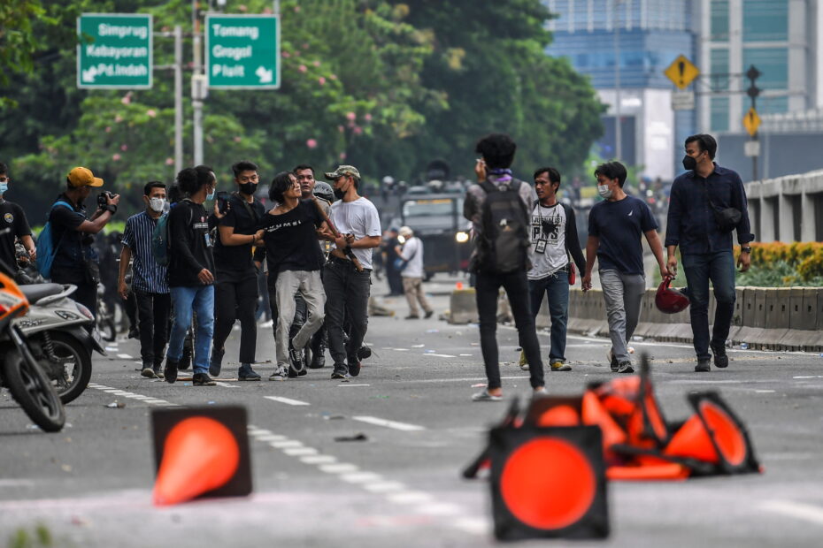 Protest against proposal to extend Widodo's presidential term, in Jakarta