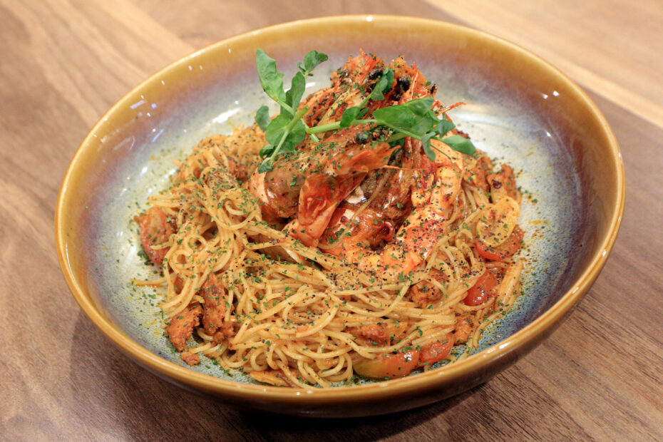 แองเจิลแฮร์ผัดกุ้งลายเสือ