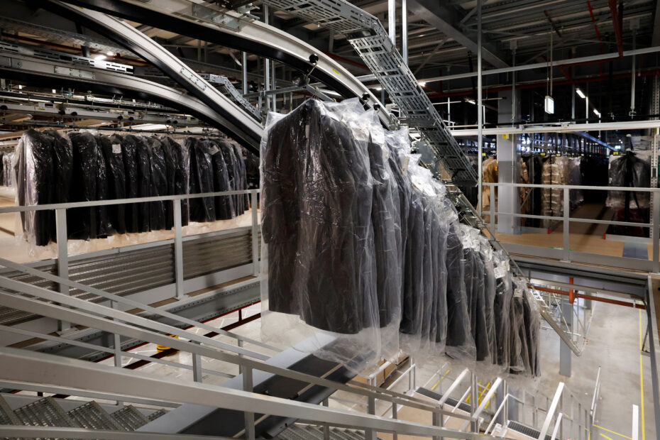 An automated clothes storage system is seen at Primark's warehouse in Roosendaal