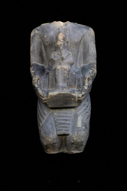 Engraved statue uncovered after excavation work by ISAW at the temple of Ramesses II in Abydos