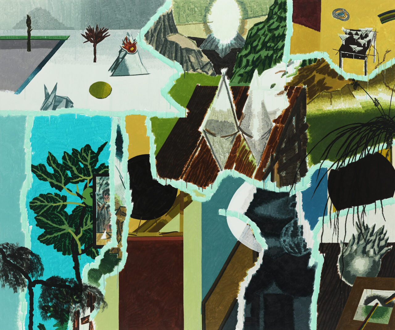 GALLERY2_ Hyunsun Jeon, Pond, Mirror, Echo(3), 2023 watercolor on canvas, 150 x 180 cm
