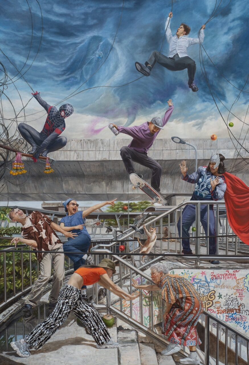 number1gallery_Nattiwut Choomanowat , สะพานลอย Got talent , 2024 , 170x117 cm. , Oil on linen - Number1gallery